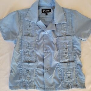 LADA Boys' Guayabera, Mexican Wedding Shirt, Size 5, Blue, NWOT